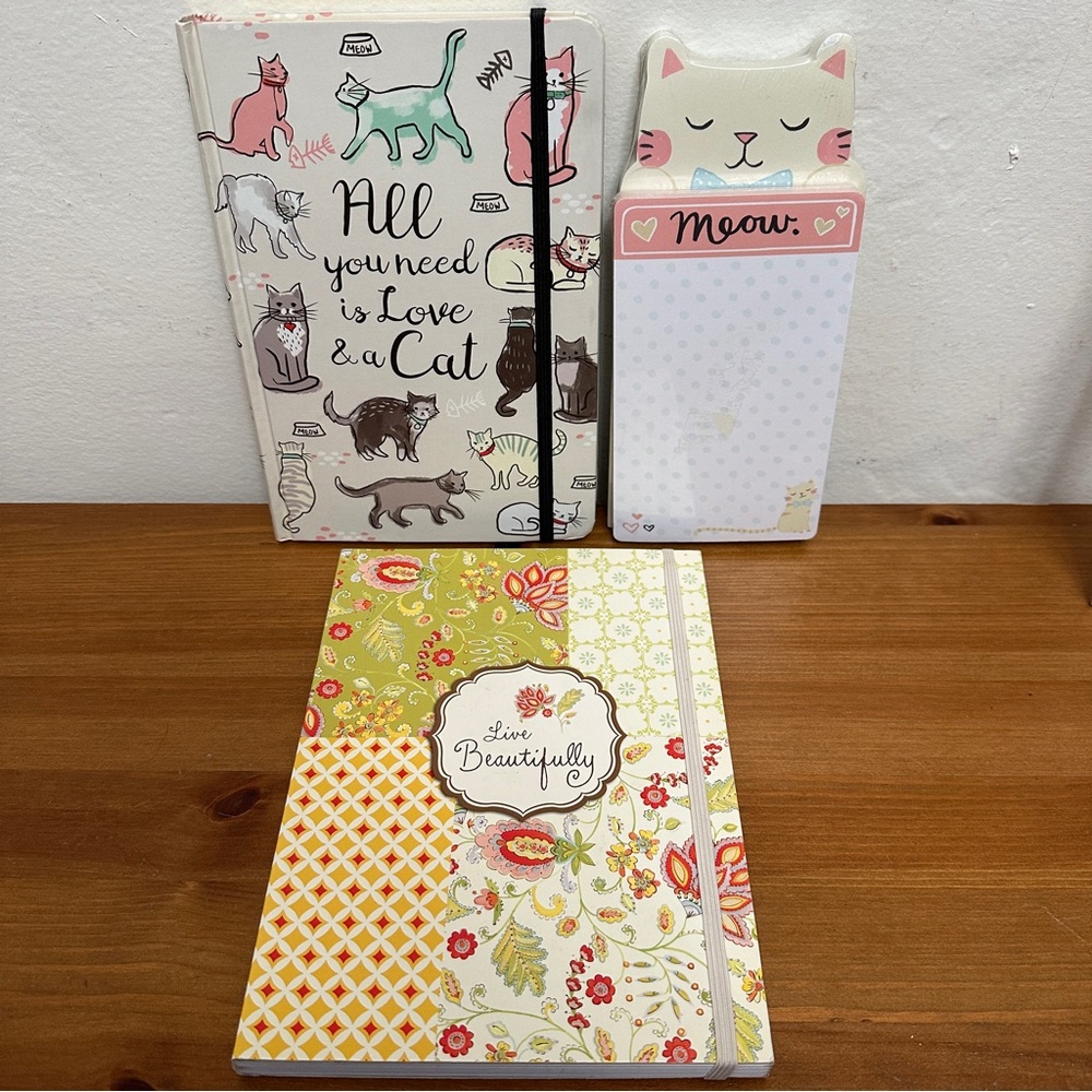 Bundle of New Notebooks/Journals and Note Pads - Cats, Flowers, Boho